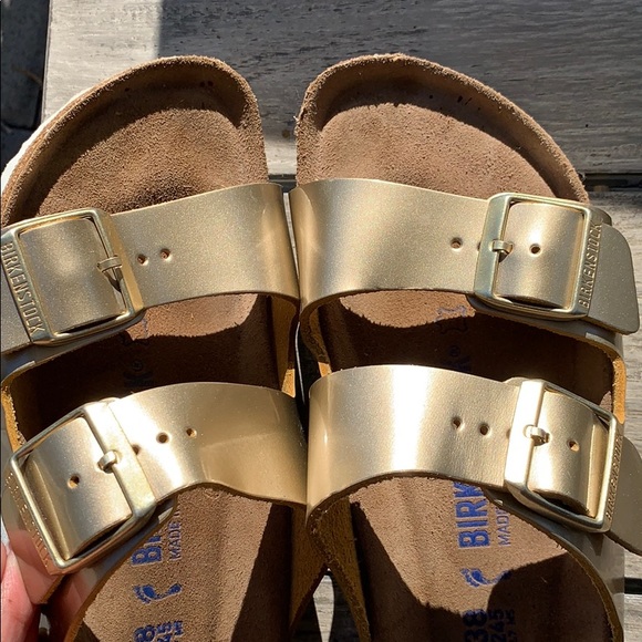 Birkenstock Shoes - Birkenstock gold Arizona sandals!